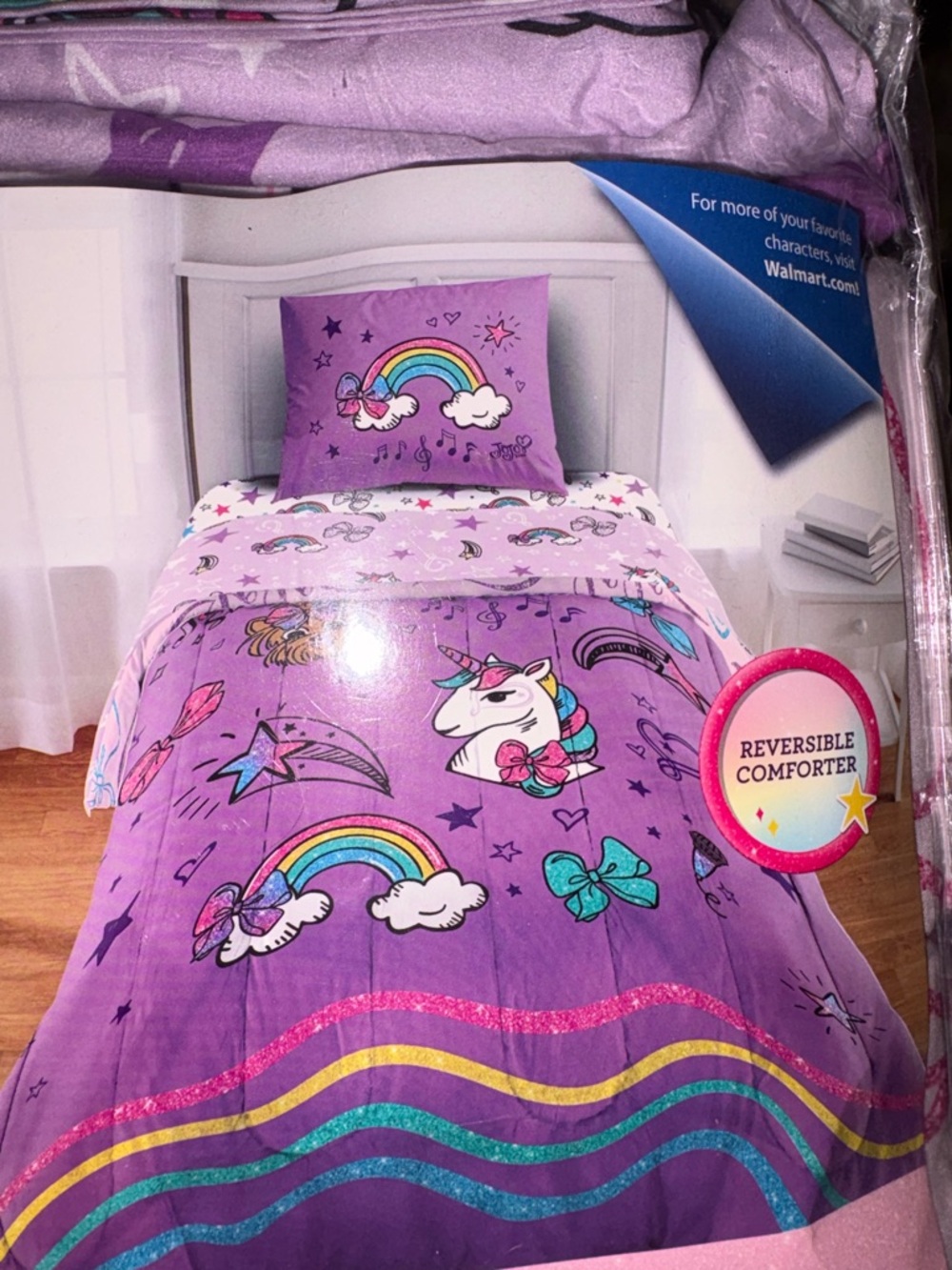 TWIN Purple Unicorn 🦄 & Rainbow 🌈 Reversible Comforter & Sheet Set